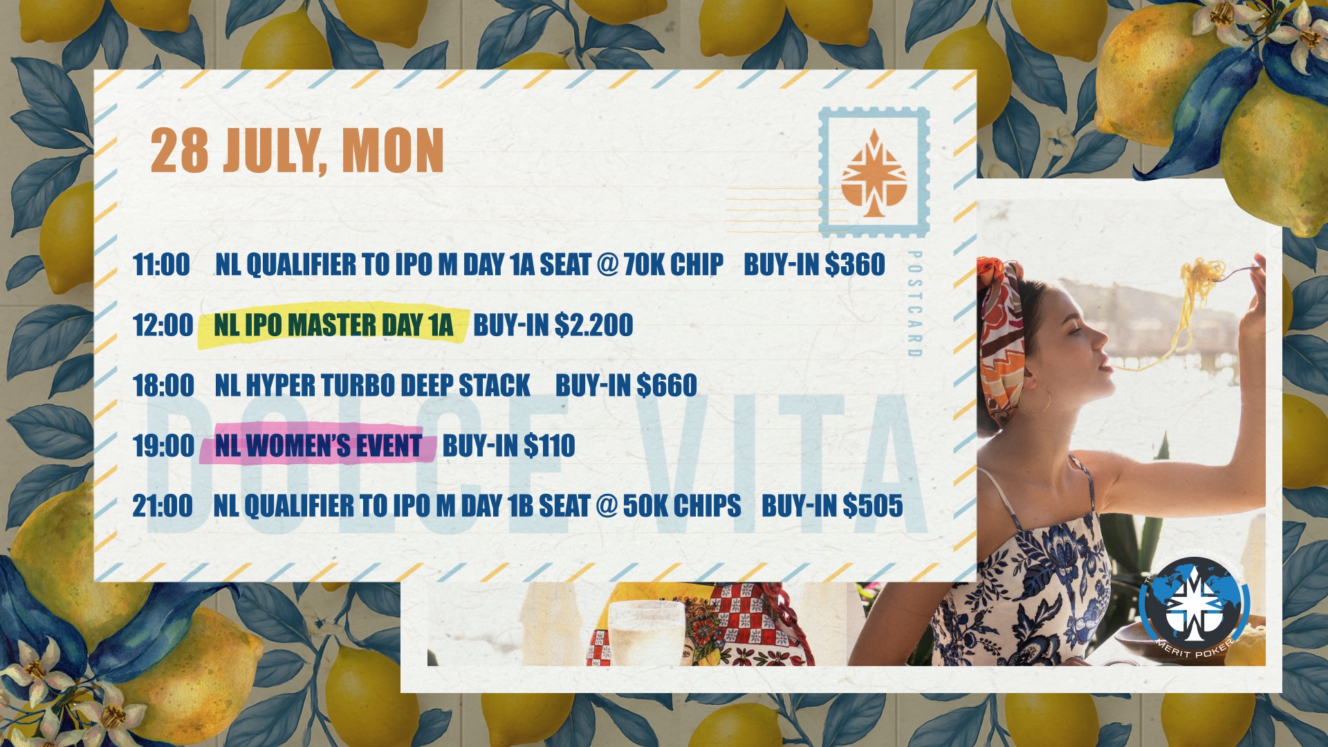 Schedule for 28th of July on Dolce Vita, Day 2