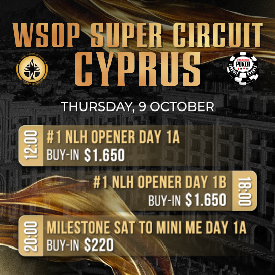 Schedule for 9th of October on WSOP-C, Day 1